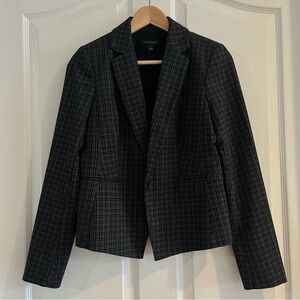 Ann Taylor Women’s Plaid Fitted Peplum Blazer Chic Office Business Gray Sz 0